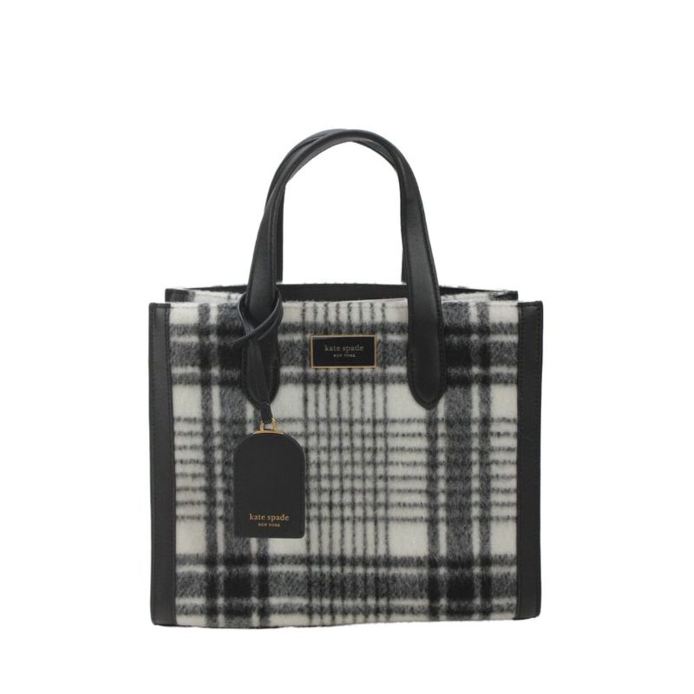 Kate Spade New York Womens Manhattan Studio Plaid Tote Handbag Black